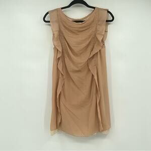 3.1 Phillip Lim Women's Nude Tan Silk Blend Ruffle Sleeveless Mini Dress Size 4